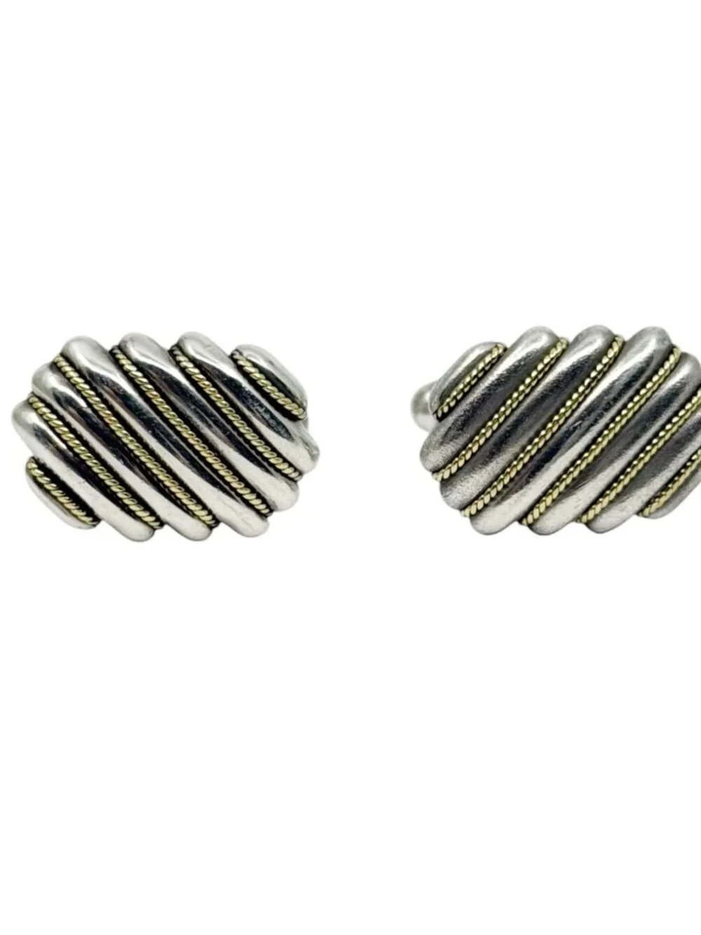 Tiffany & Co sterling silver and 18K yellow gold rope accent cufflinks - GM1265